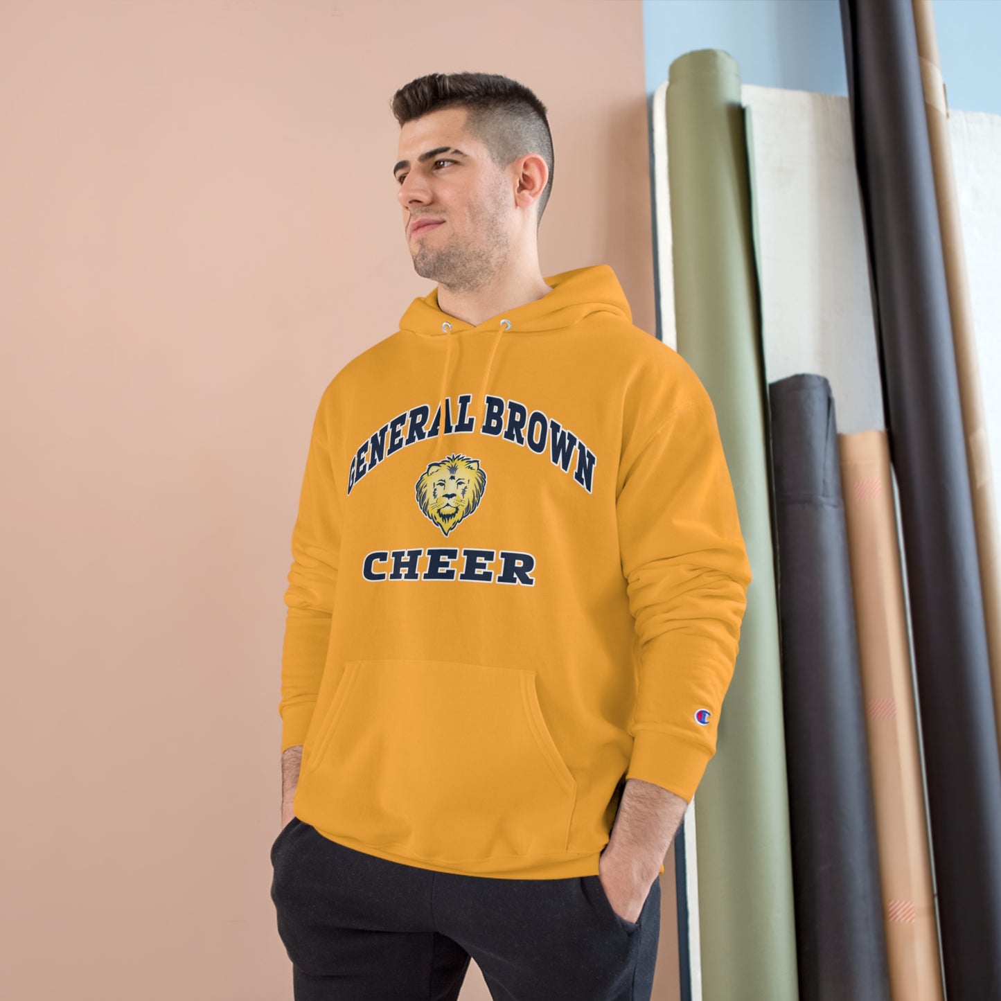 General Brown Cheer Champion Hoodie - Vintage Style Athleisure Wear