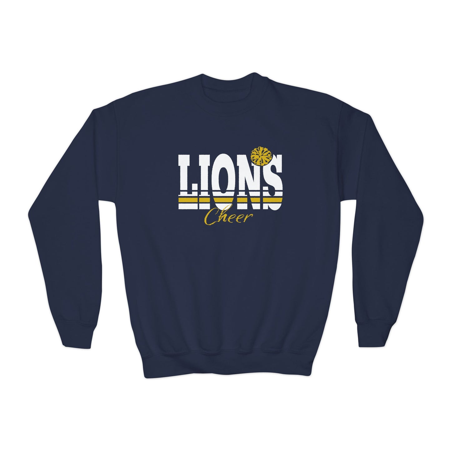 Youth Crewneck Sweatshirt - Cheer for Lions - Gray School Spirit Apparel