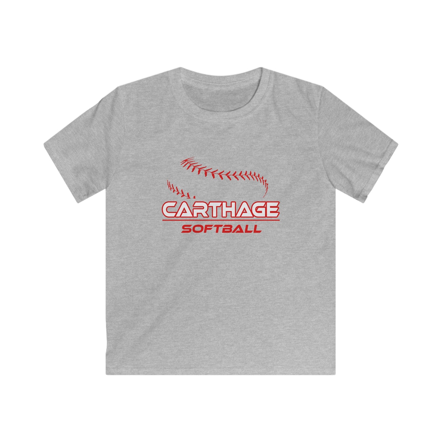 Carthage Softball Kids Softstyle Tee - Gray Youth T-Shirt