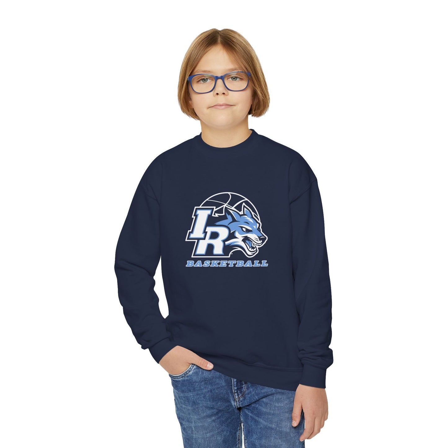 Youth Personalized Basketball Crewneck Sweatshirt - Gildan