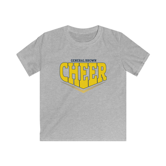 Kids Cheer T-Shirt - General Brown Design, Perfect for Cheerleading Events & School Spirit