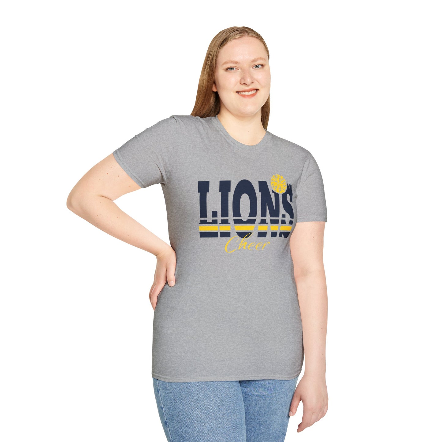 Lions Cheer Unisex Softstyle T-Shirt - Perfect for Game Day and Spirit Wear