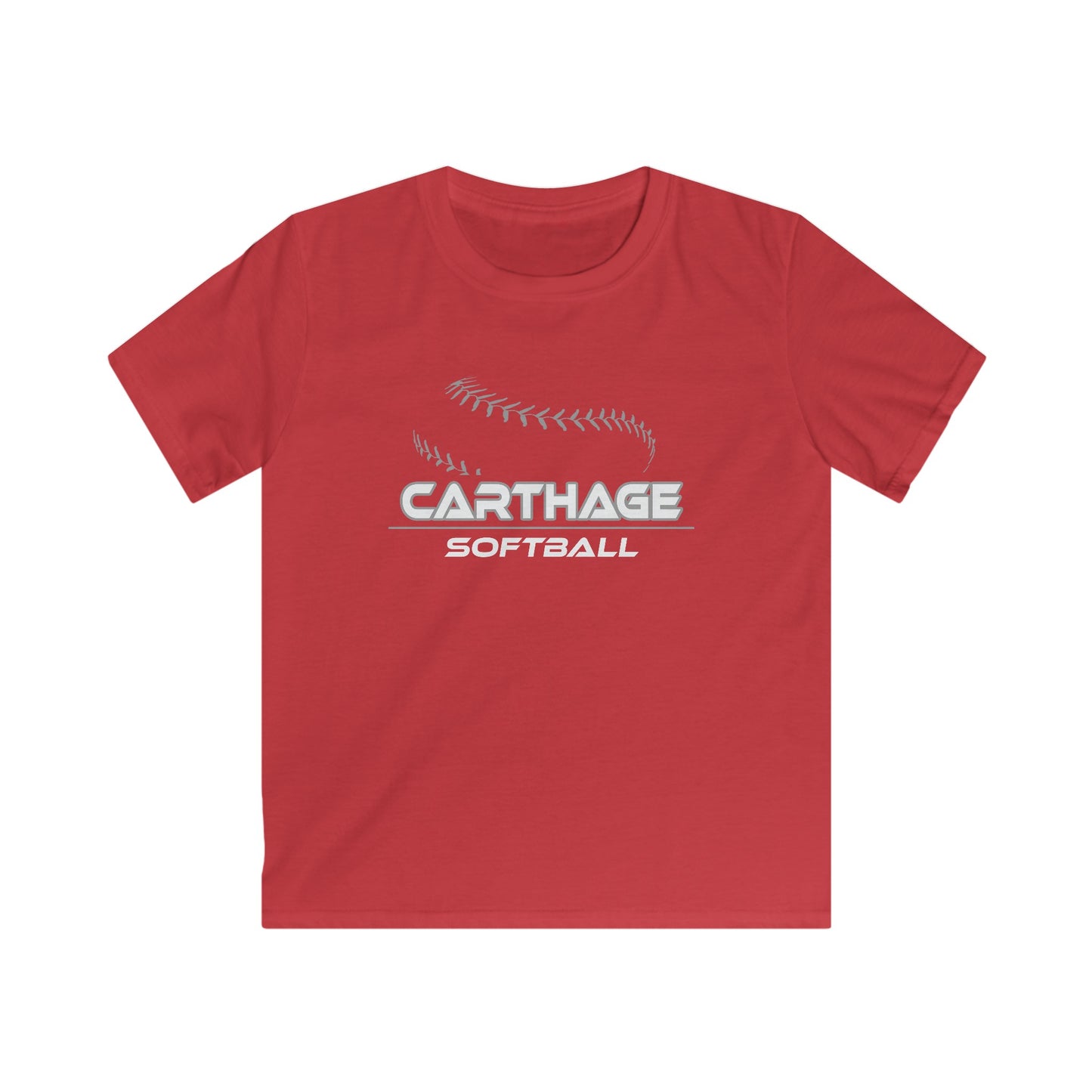 Carthage Softball Kids Softstyle Tee - Gray Youth T-Shirt