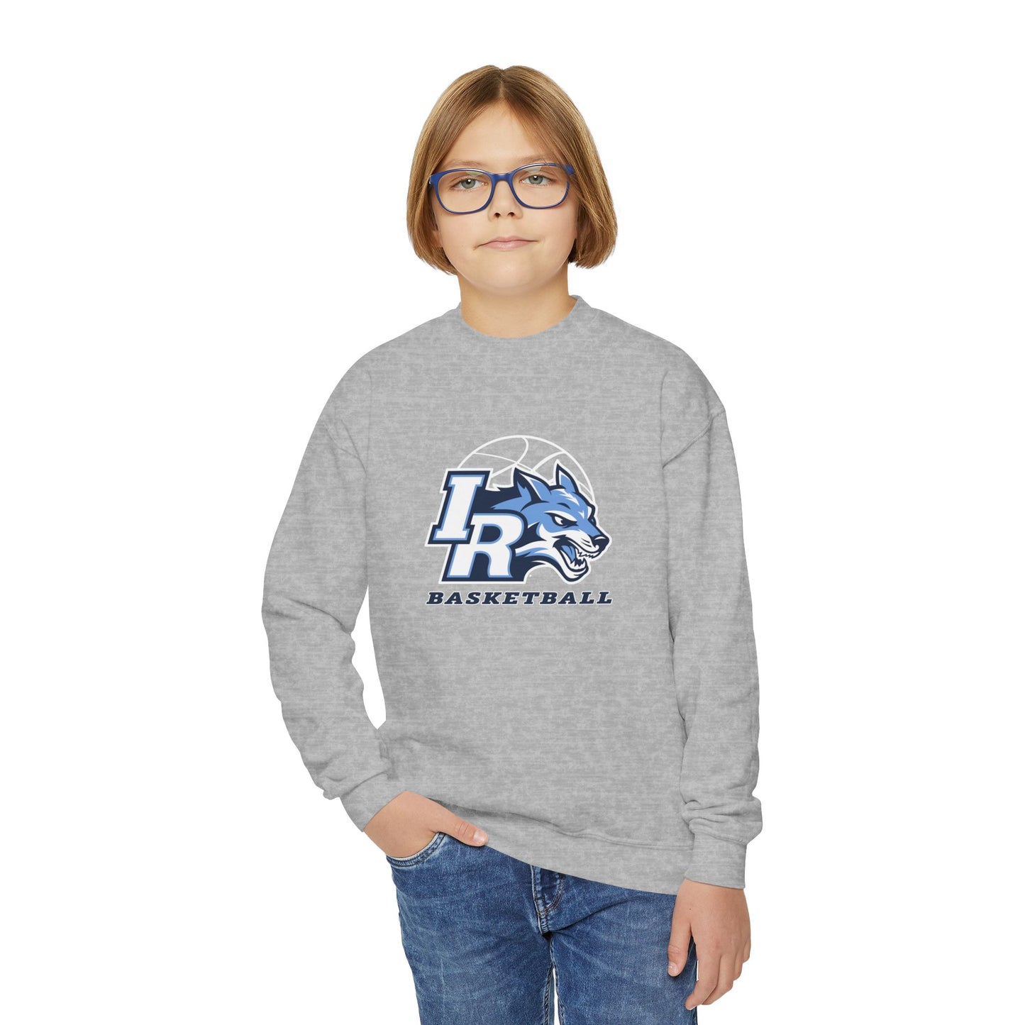 Youth Personalized Basketball Crewneck Sweatshirt - Gildan