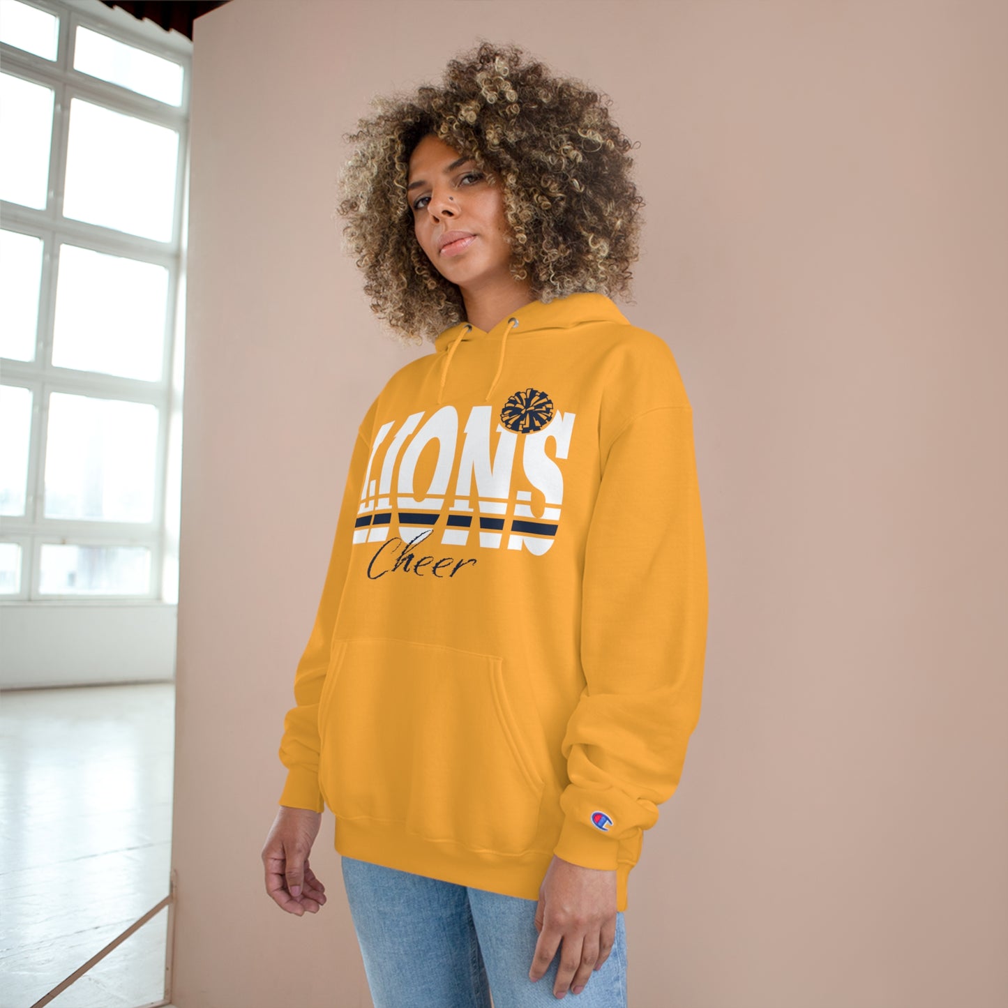 Cheerful Lions Champion Hoodie for Team Spirit