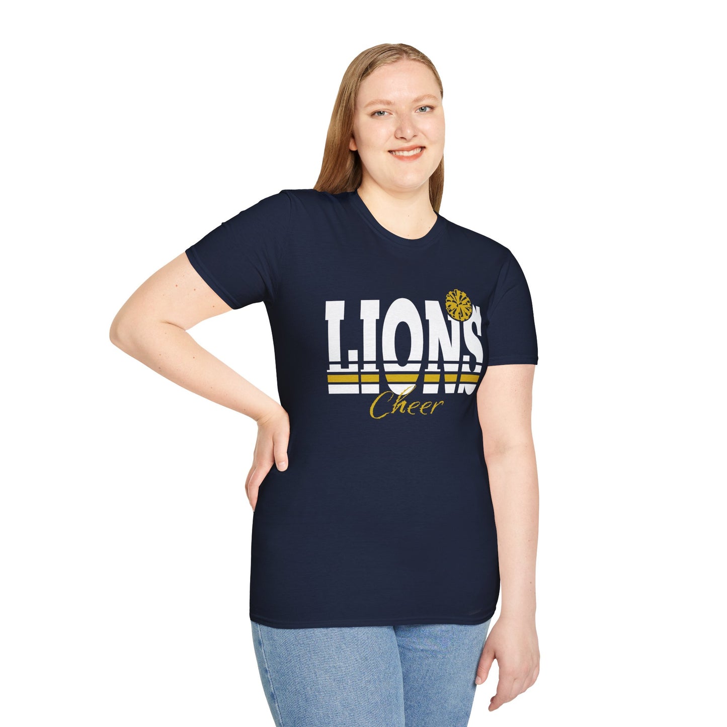 Lions Cheer Unisex Softstyle T-Shirt - Perfect for Game Day and Spirit Wear