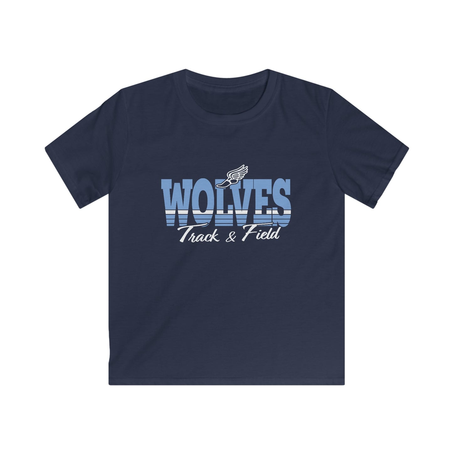 Wolves Track & Field Kids Softstyle Tee – Sporty Gray T-Shirt for Young Athletes