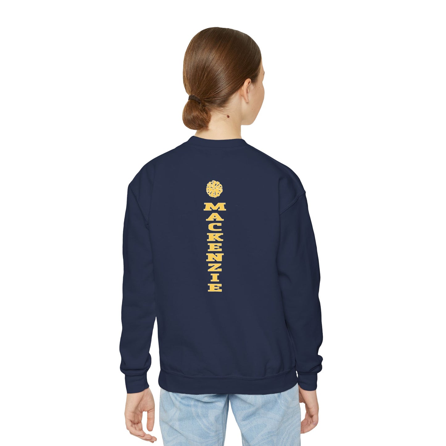 Cheerleader Youth Crewneck Sweatshirt | Personalized Cheer Design for Spirit Wear